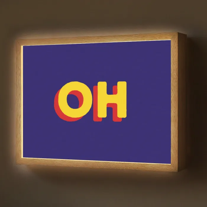 Blauw - Geel - OH - Schaduw Light Box met batterij (Wandlamp) middel -z3d_website