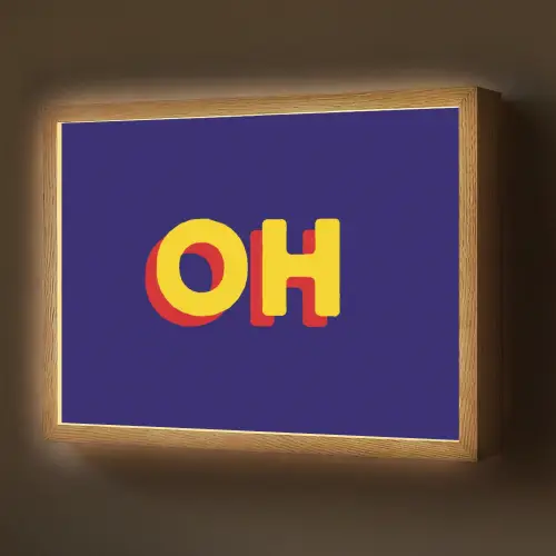 Blauw - Geel - OH - Schaduw Light Box met batterij (Wandlamp) middel -z3d_website