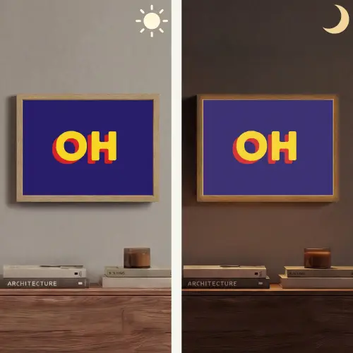 Blauw - Geel - OH - Schaduw Light Box met batterij (Wandlamp) middel -sfeer3