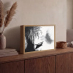 Boot - Rivier - Bamboe - Wit Light Box met batterij (Wandlamp) middel -sfeer2