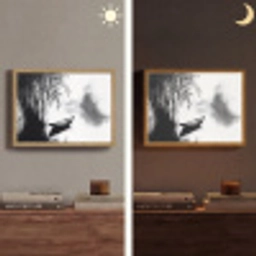 Boot - Rivier - Bamboe - Wit Light Box met batterij (Wandlamp) middel -sfeer3