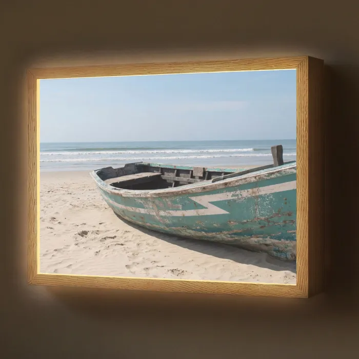 Boot - Zandstrand - Zee Light Box met batterij (Wandlamp) middel -z3d_website