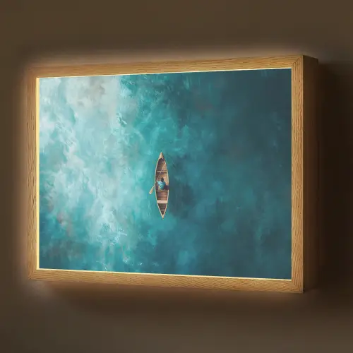 Bootje - Water - Blauw Light Box met batterij (Wandlamp) middel -z3d_website