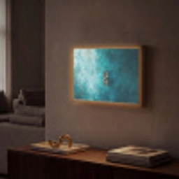Bootje - Water - Blauw Light Box met batterij (Wandlamp) middel -sfeer1