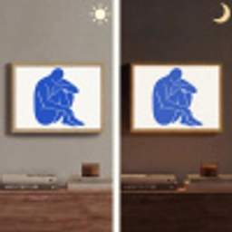 Lichaam - Abstract - Blauw Light Box met batterij (Wandlamp) middel -sfeer3