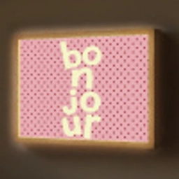 Bonjour - Stippen - Roze- Geel Light Box met batterij (Wandlamp) middel -z3d_website