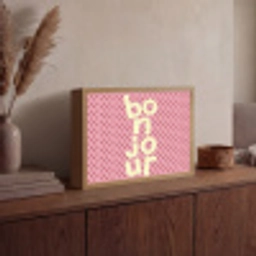 Bonjour - Stippen - Roze- Geel Light Box met batterij (Wandlamp) middel -sfeer2