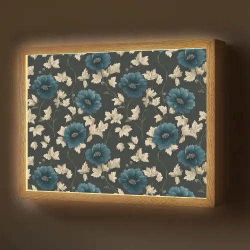 Botanisch - Bloemen - Blauw Light Box met batterij (Wandlamp) middel 907 -z3d_website