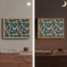 Botanisch - Bloemen - Blauw Light Box met batterij (Wandlamp) middel 907 -sfeer3