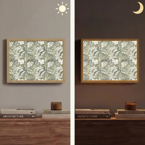 Botanisch - Bloemen - Groen Light Box met batterij (Wandlamp) middel 907 -sfeer3