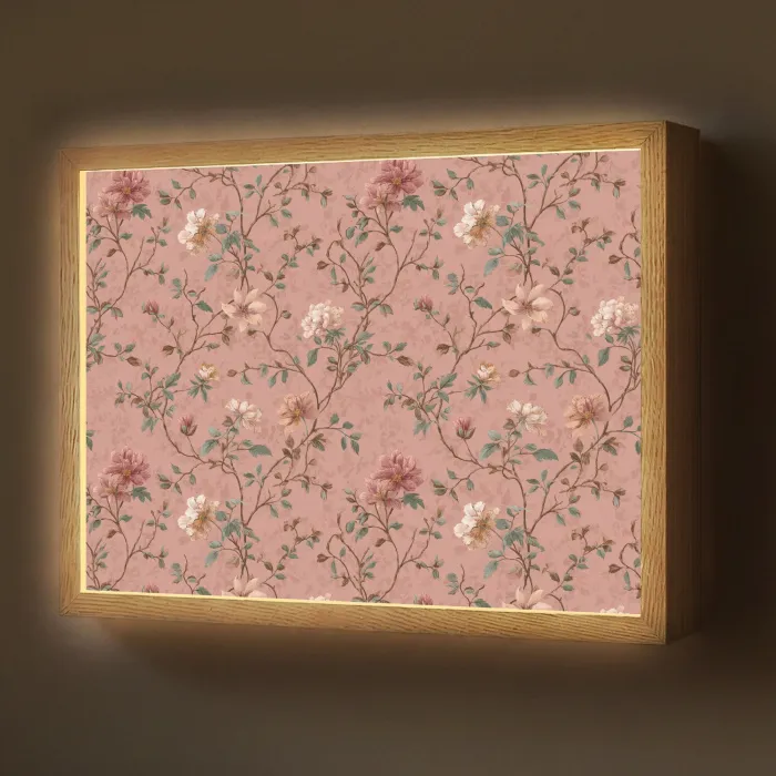 Botanisch - Bloemen - Roze Light Box met batterij (Wandlamp) middel 907 -z3d_website