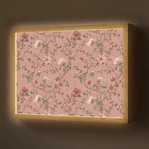 Botanisch - Bloemen - Roze Light Box met batterij (Wandlamp) middel 907 -z3d_website