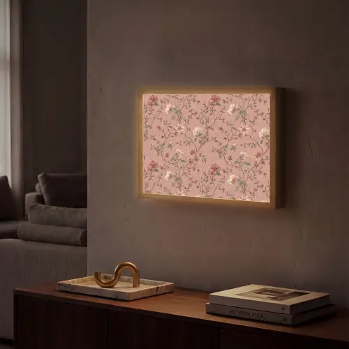Botanisch - Bloemen - Roze Light Box met batterij (Wandlamp) middel 907 -sfeer1