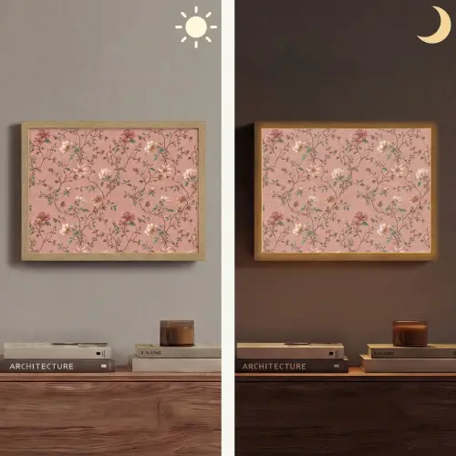Botanisch - Bloemen - Roze Light Box met batterij (Wandlamp) middel 907 -sfeer3