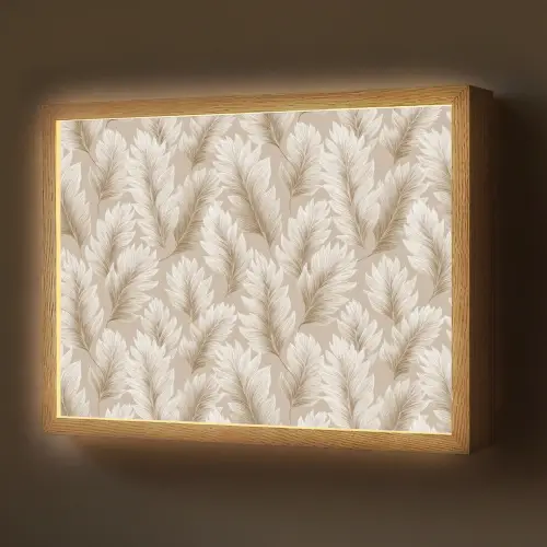 Botanisch - Patroon - Beige Light Box met batterij (Wandlamp) middel 907 -z3d_website