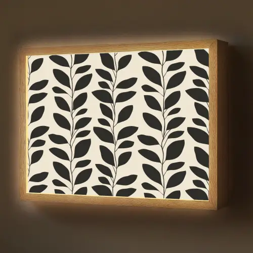 Botanisch - Dessin - Zwart - Beige Light Box met batterij (Wandlamp) middel 907 -z3d_website