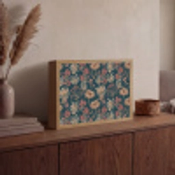 Botanisch - Patroon - Blauw Light Box met batterij (Wandlamp) middel 907 -sfeer2