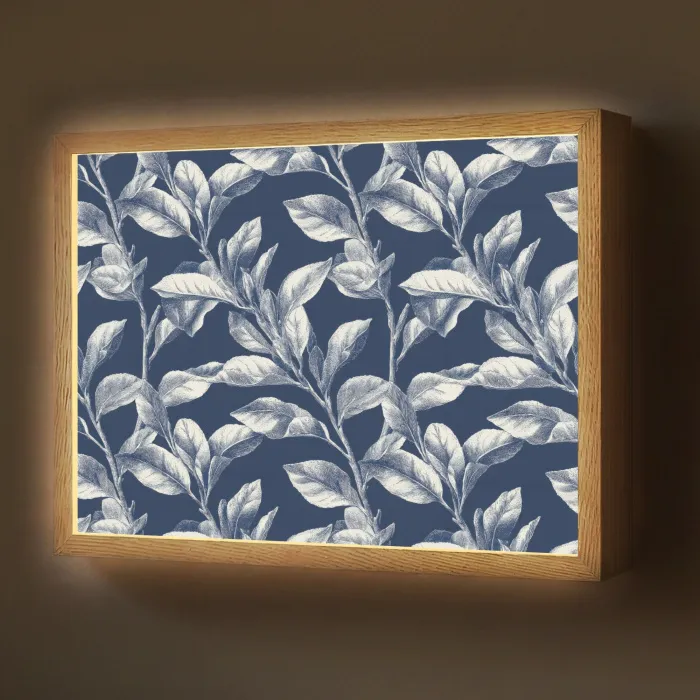 Botanisch - Patroon - Blauw Light Box met batterij (Wandlamp) middel 907 -z3d_website