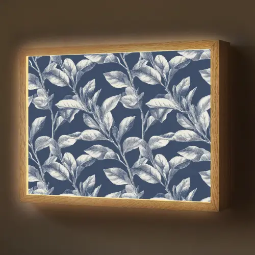 Botanisch - Patroon - Blauw Light Box met batterij (Wandlamp) middel 907 -z3d_website