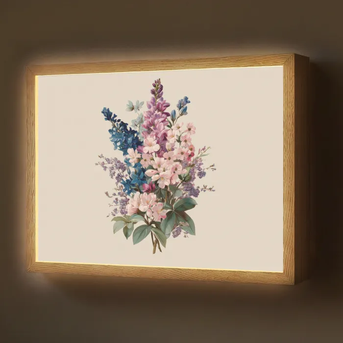 Boeket - Beige - Harmonieus - Subtiel Light Box met batterij (Wandlamp) middel -z3d_website