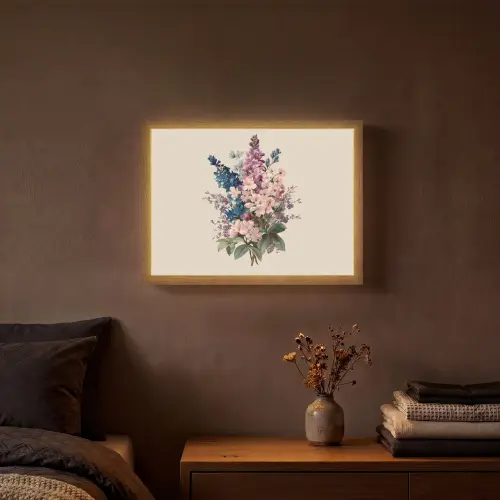 Boeket - Beige - Harmonieus - Subtiel Light Box met batterij (Wandlamp) middel -sfeer4