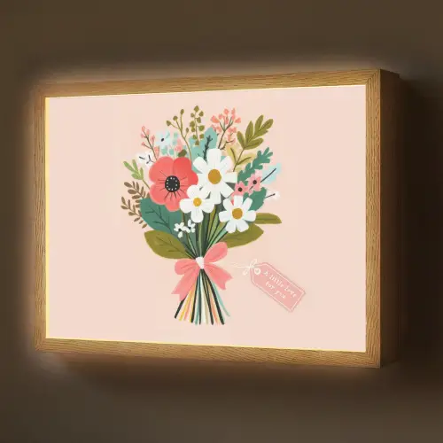 Boeket - Strikje - Kaartje - Quote Light Box met batterij (Wandlamp) middel -z3d_website