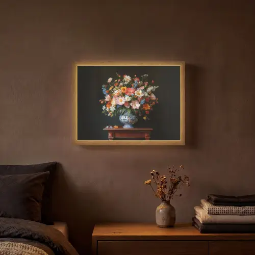 Boeket - Roze - Bloemen - Vaas Light Box met batterij (Wandlamp) middel -sfeer4