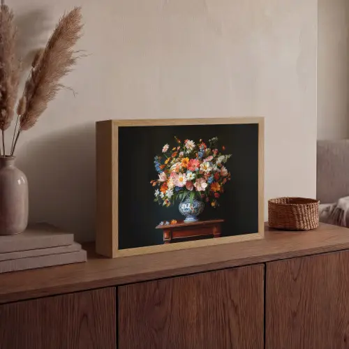 Boeket - Roze - Bloemen - Vaas Light Box met batterij (Wandlamp) middel -sfeer2