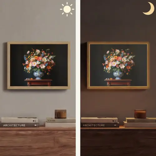 Boeket - Roze - Bloemen - Vaas Light Box met batterij (Wandlamp) middel -sfeer3