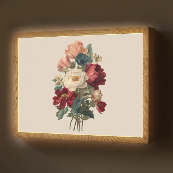Boeket - Warme tinten - Elegant Light Box met batterij (Wandlamp) middel -z3d_website