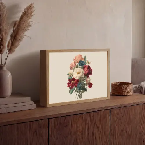 Boeket - Warme tinten - Elegant Light Box met batterij (Wandlamp) middel -sfeer2