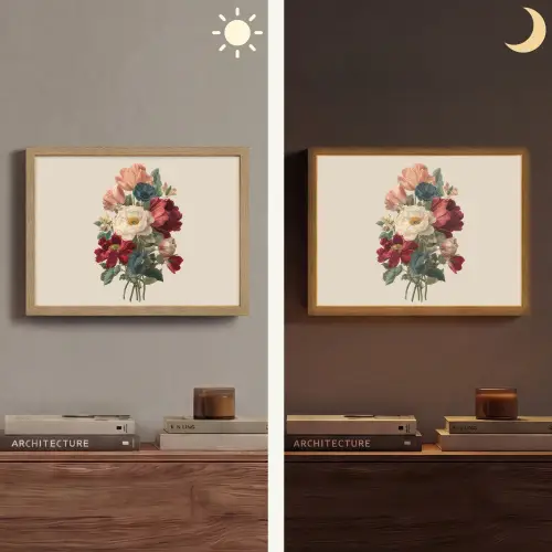 Boeket - Warme tinten - Elegant Light Box met batterij (Wandlamp) middel -sfeer3