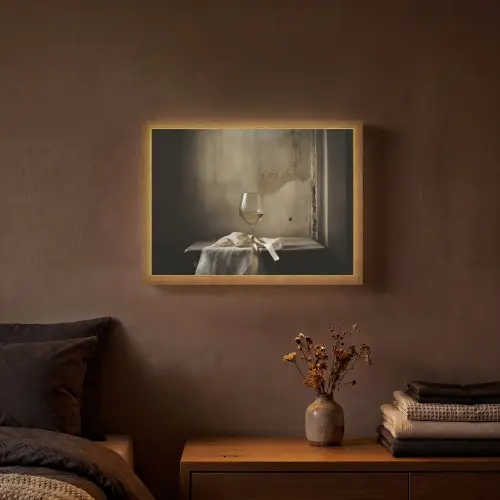 Strik - Beige - Witte - Wijn Light Box met batterij (Wandlamp) middel -sfeer4