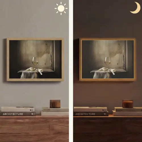 Strik - Beige - Witte - Wijn Light Box met batterij (Wandlamp) middel -sfeer3