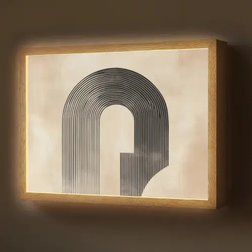 Boog - Strepen - Minimalistisch - Zwart Light Box met batterij (Wandlamp) middel -z3d_website