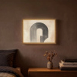 Boog -  Strepen - Minimalistisch - Zwart Light Box met batterij (Wandlamp) middel -sfeer4