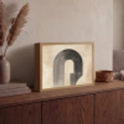Boog -  Strepen - Minimalistisch - Zwart Light Box met batterij (Wandlamp) middel -sfeer2