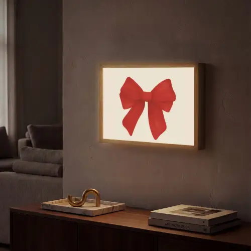 Strik - Symmetrisch - Rood - Lint Light Box met batterij (Wandlamp) middel -sfeer1