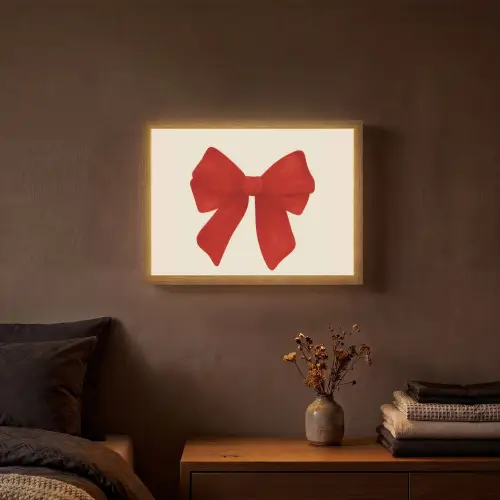 Strik - Symmetrisch - Rood - Lint Light Box met batterij (Wandlamp) middel -sfeer4