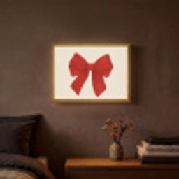 Strik - Symmetrisch - Rood - Lint Light Box met batterij (Wandlamp) middel -sfeer4