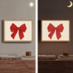 Strik - Symmetrisch - Rood - Lint Light Box met batterij (Wandlamp) middel -sfeer3