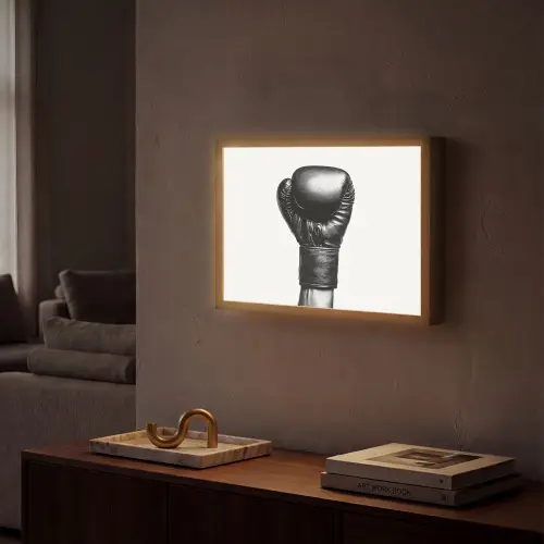Bokshandschoen - Zwart - Hand Light Box met batterij (Wandlamp) middel -sfeer1