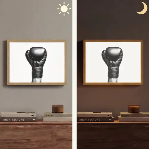 Bokshandschoen - Zwart - Hand Light Box met batterij (Wandlamp) middel -sfeer3
