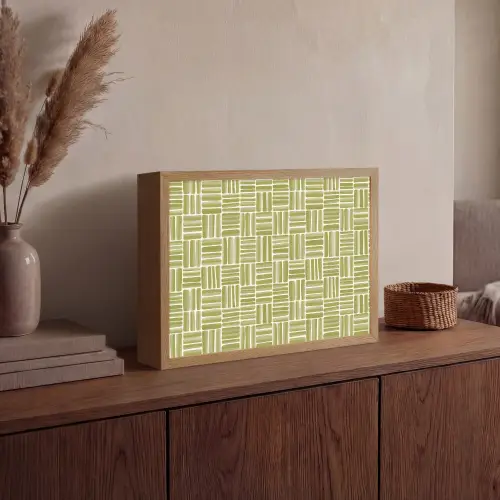 Vlecht - Patroon - Groen Light Box met batterij (Wandlamp) middel 907 -sfeer2