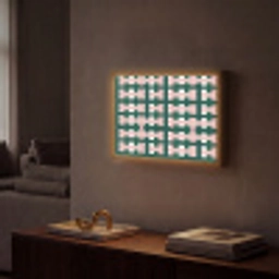 Vlechtpatroon - Groen - Roze - Grafisch Light Box met batterij (Wandlamp) middel 907 -sfeer1