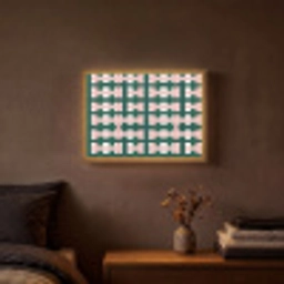 Vlechtpatroon - Groen - Roze - Grafisch Light Box met batterij (Wandlamp) middel 907 -sfeer4