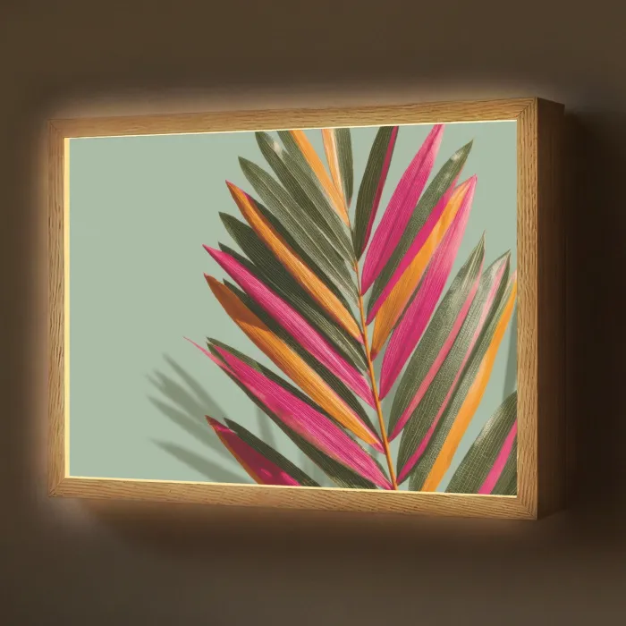 Tak - Bladeren - Kleurrijk - Schaduw Light Box met batterij (Wandlamp) middel -z3d_website