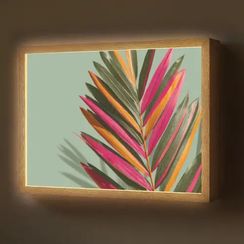 Tak - Bladeren - Kleurrijk - Schaduw Light Box met batterij (Wandlamp) middel -z3d_website