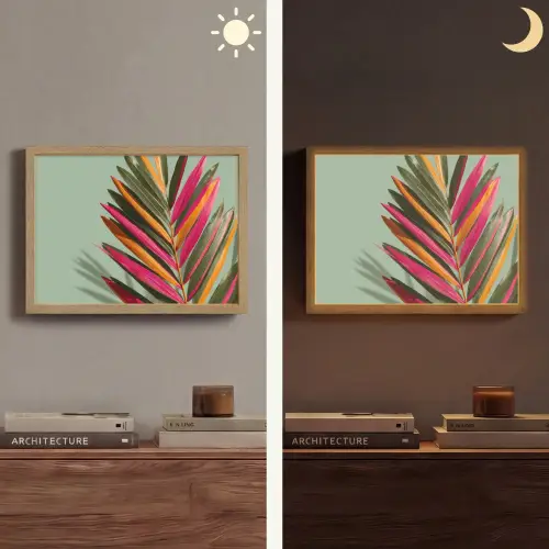 Tak - Bladeren - Kleurrijk - Schaduw Light Box met batterij (Wandlamp) middel -sfeer3