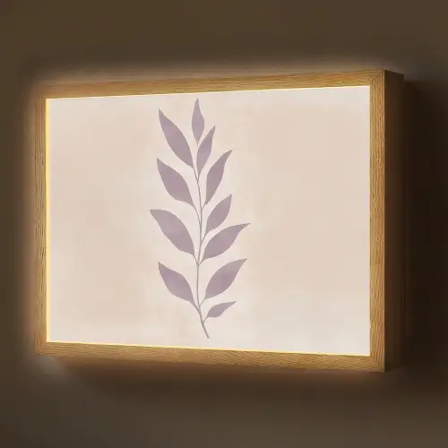 Tak - Bladeren - Minimalistisch - Beige Light Box met batterij (Wandlamp) middel -z3d_website